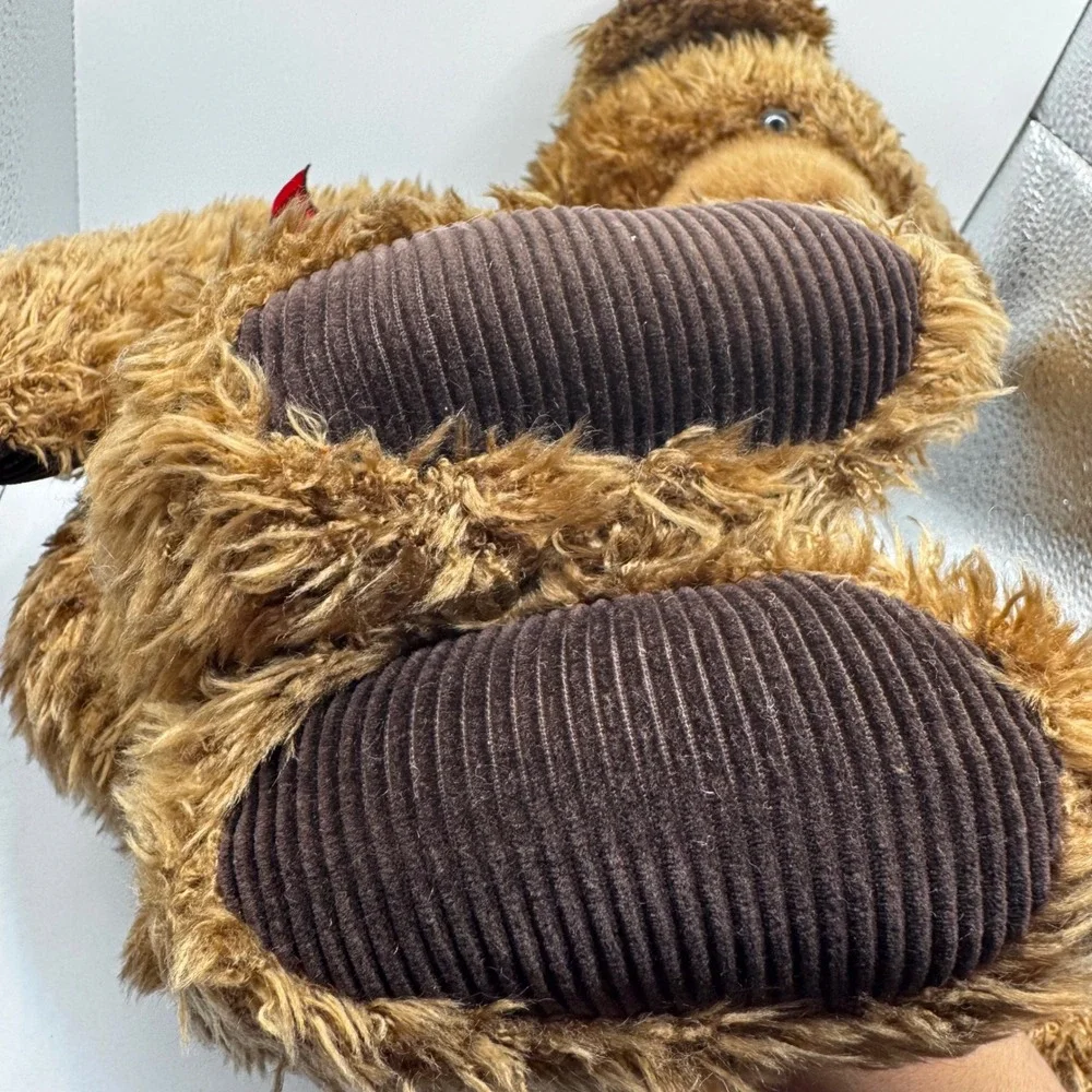 Gund Brown Shaggy‎ Teddy Bear Plush Red Plaid Ribbon Bow Holiday Classic